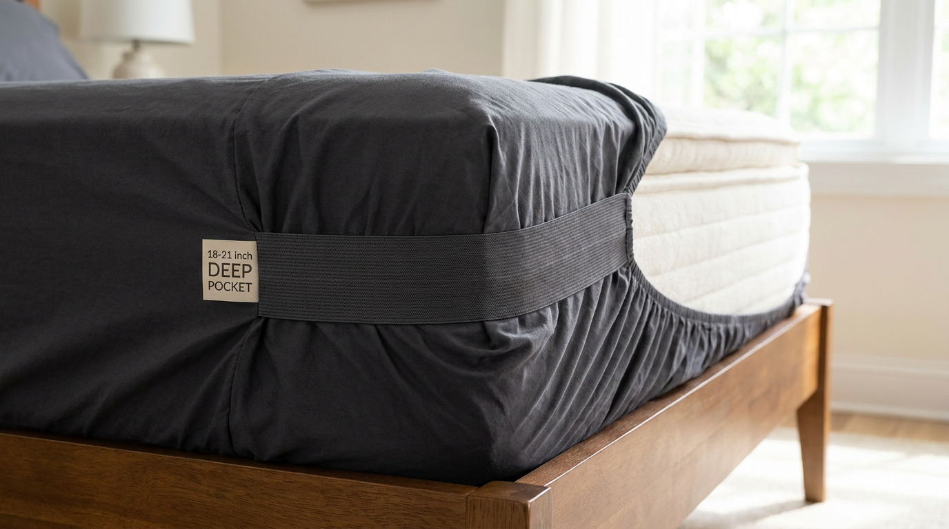LuxClub deep pocket fitted sheet 18-21 inch pocket with heavy-duty elastic gripping thick mattress corner securely
