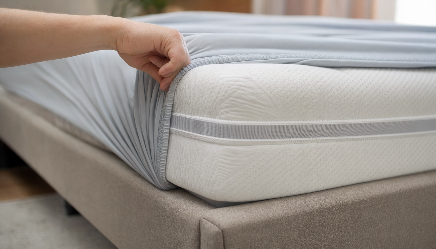 LuxClub fitted sheet 18-21 inch deep pocket with full-perimeter heavy-duty elastic stretched over mattress corner