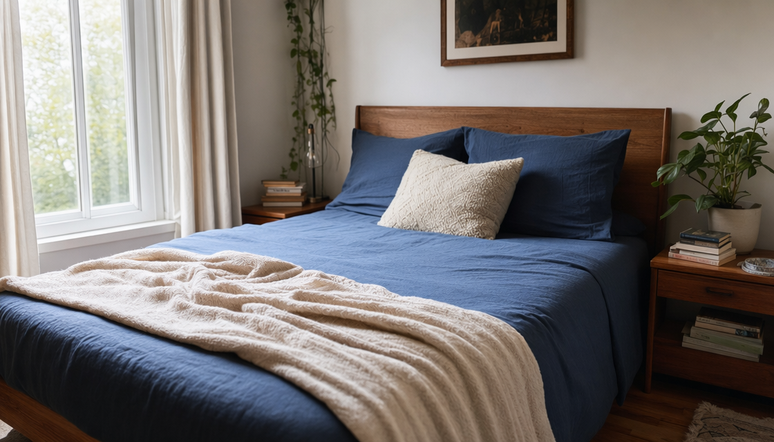 Cozy bedroom with best deep pocket sheets neatly fitted on a thick mattress