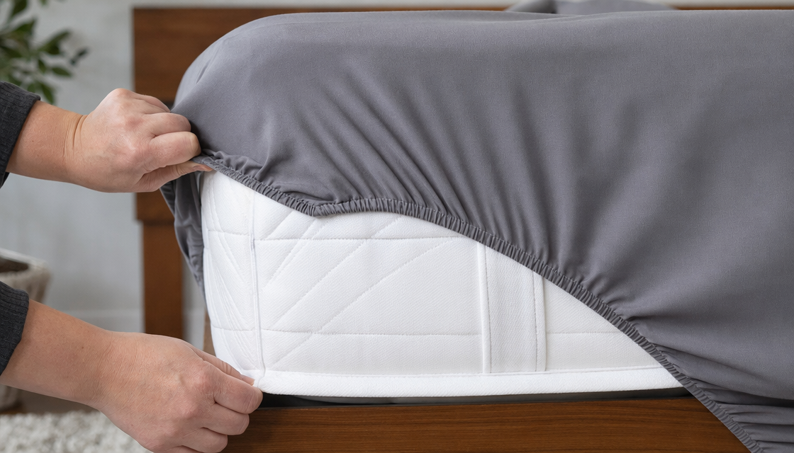 Best sheets for side sleepers with deep pockets — LuxClub 18-21 inch deep pocket full-perimeter elastic fitted sheet staying on mattress