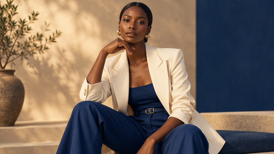 Black woman wearing a strong BLUTIFUL fashion look